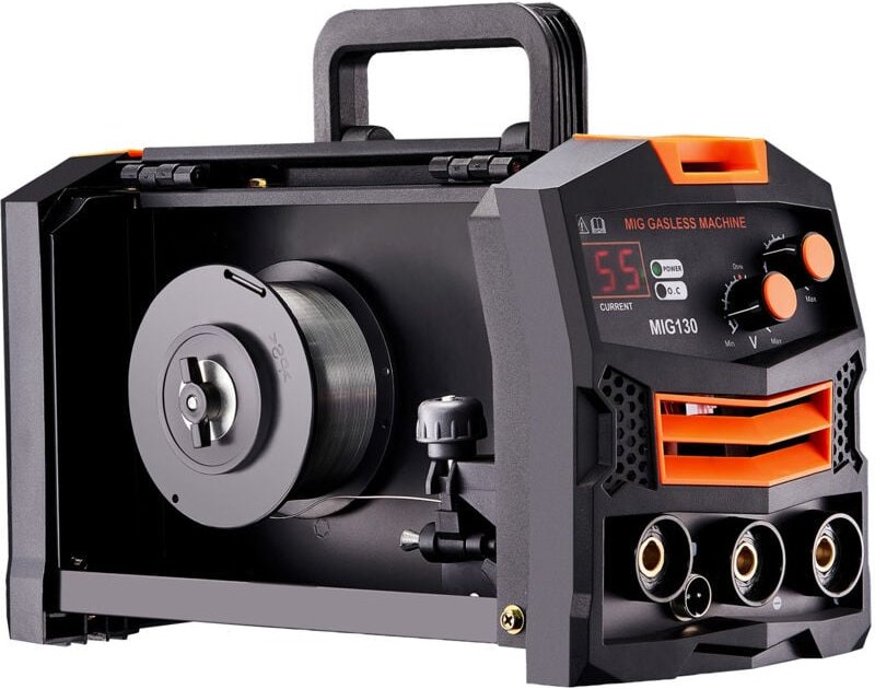Mophorn MIG-Schweißgerät, 130 Ampere synergetische MIG-Schweißmaschine, gasloses Fülldrahtschweißgerät, tragbares IGBT-I...