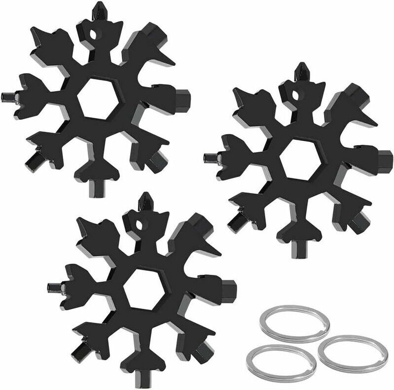 18-in-1-Schneeflocken-Multifunktionswerkzeug, Schneeflockenschlüssel aus Edelstahl, Schraubendreher, Flaschenöffner, Inb...