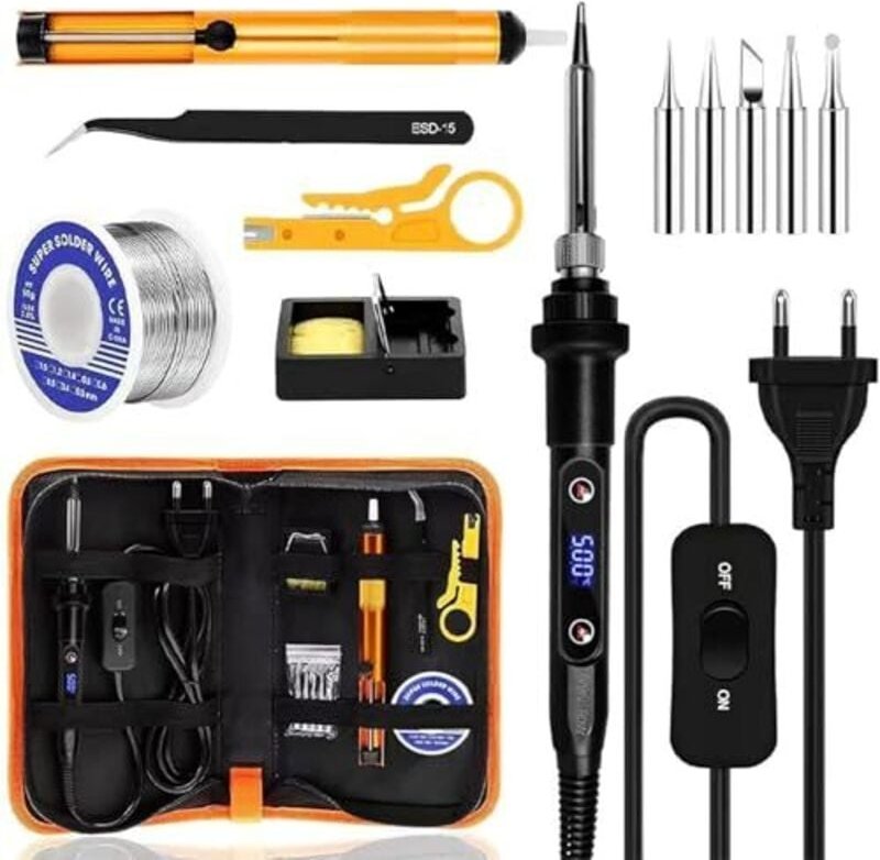 80-W-Lötkolben-Set, einstellbare Temperatur 180–560 °C, 13-in-1-Lötset, Ein-/Ausschalter mit 5 Lötspitzen, geeignet für ...