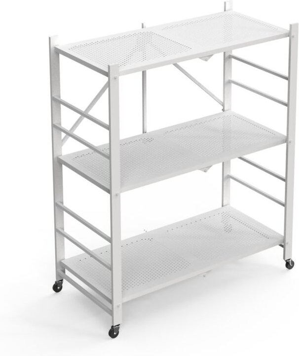 Cossato Regal, Rollen, 3 Böden, Belastbar bis 40 kg, 71x38x87h cm Weiß