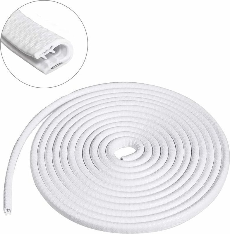 m langer Türkantenschutz, U-förmiger Kantenschutz aus Gummi und Metall für Auto- und Bootsstoßstangen, Weiß