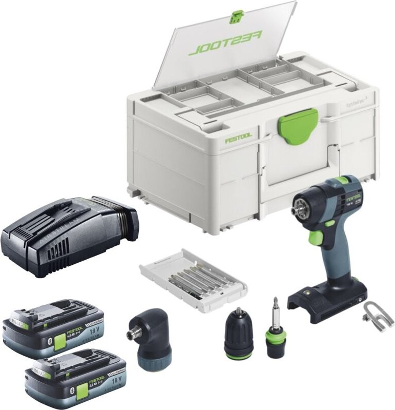 Festool TXS 18-Basic-Set Akku Bohrschrauber 18 V 40 Nm Brushless + 2x Akku 4,0 Ah + Schnellladegerät + Systainer