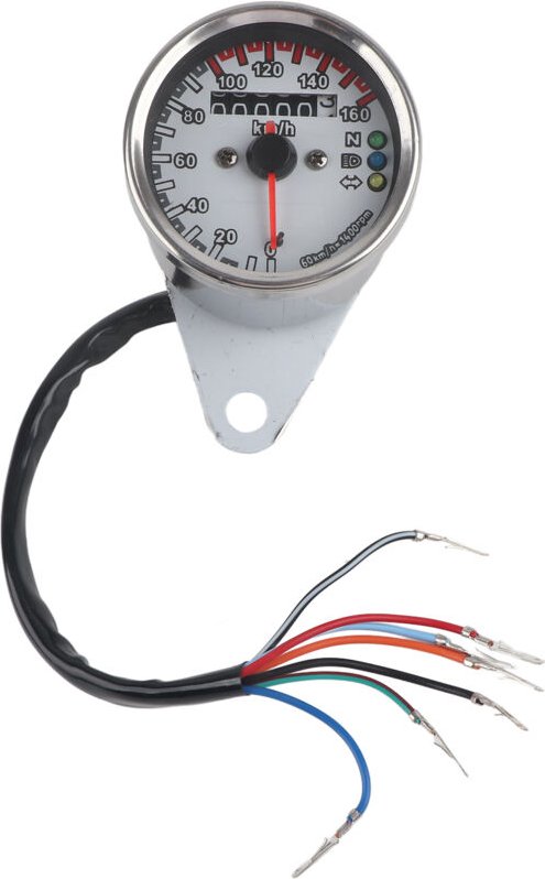 Xiuganpo LED-beleuchteter Motorrad-Tachometer mit Kontrollleuchten für einfache Installation für Motorradfahrer (Mehl).