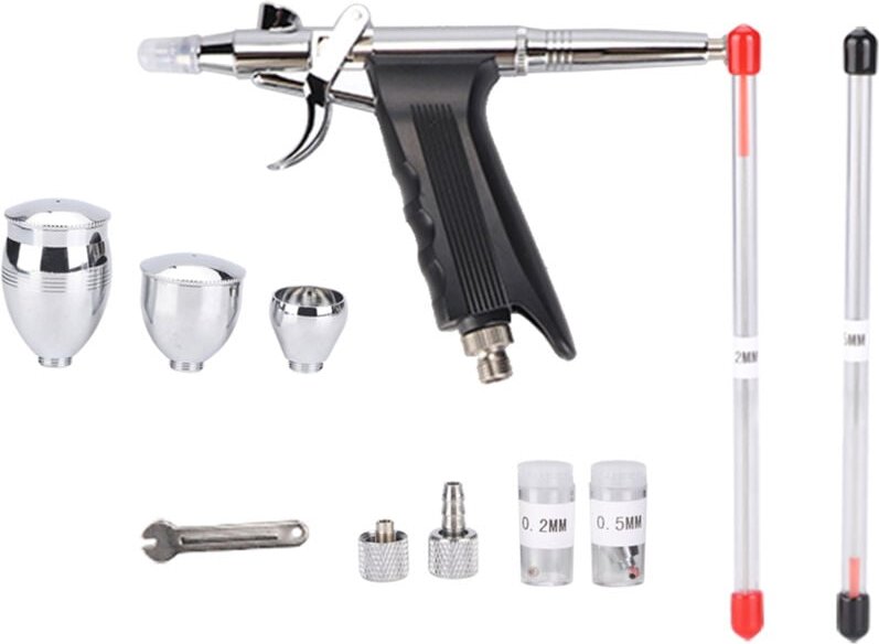 Doppelwirkungs-Airbrush-Kompressor-Set für Bastel- und Malerarbeiten mit Spritzpistolen.