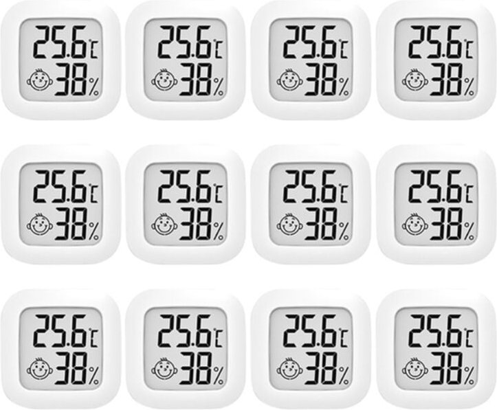 12 StüCk Mini-LCD-Digital-Thermometer, Hygrometer, Innenraumtemperatur- und Luftfeuchtigkeitsmesser, Sensoranzeige