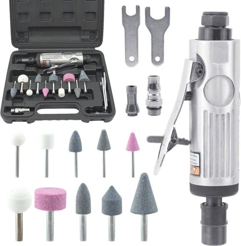 Vtizikl Kits de Meuleuse Pneumatique 16 Pièces, 25000RPM Mini Meuleuse Droite Pneumatique pour La Réparation de Pneus et...