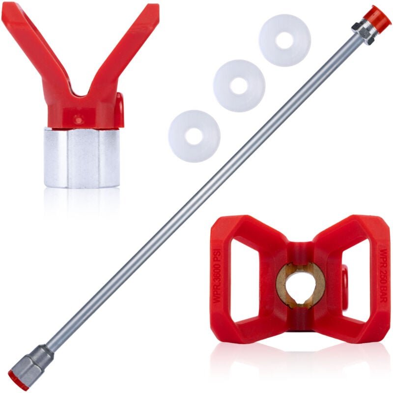 Rosfix Set Spritzlanze 100 cm + 4 Dichtungen + Edelstahldüsenschutz – 7/8" Gewinde 290 bar Für Airless Farbspritzgeräte ...