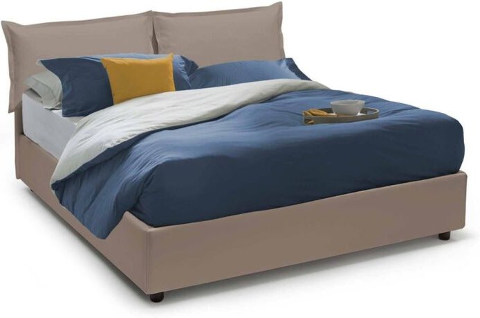 Talamo Italia - Doppelbett Jasmine, Containerbett mit Kunstlederbezug, 100% Made in Italy, Frontöffnung, inklusive Matra...