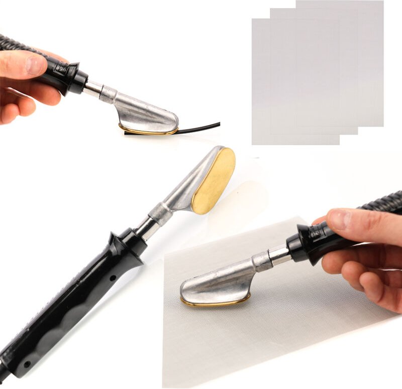 Rosfix Set Kunststoff-Schweißgerät & 3 Edelstahlgitter 20×15 cm – Glättkolben für Kunststoffreparatur 230 mm Länge, 110 ...