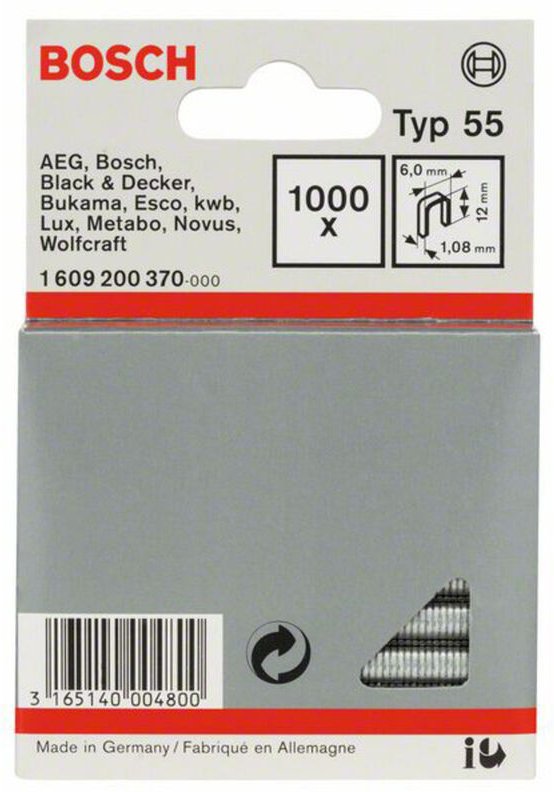 Thumbnail - Klammern Typ 55: 60x 108x12mm: 1.000 Stück Bosch 1609200370