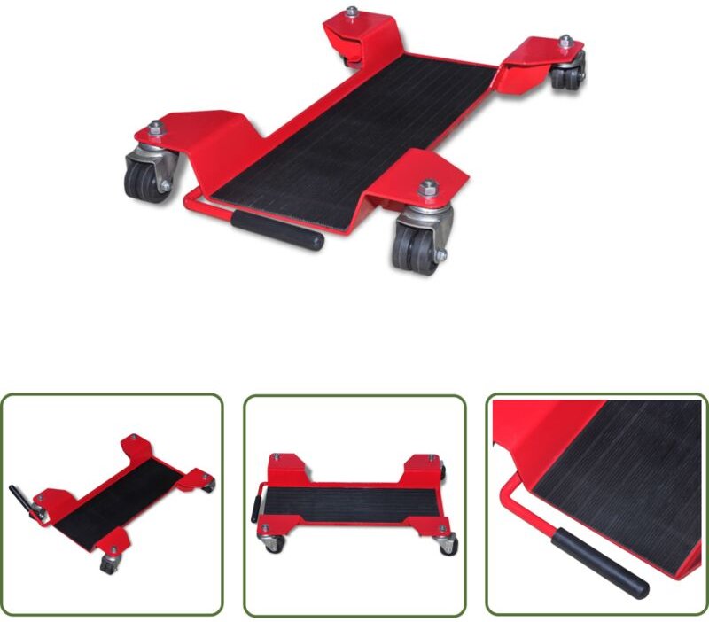 Motorrad-Rangierhilfe Rot - Motorrad Rangierhilfe - Motorradheber - Werkstatt Werkzeug - Garage Ausstattung - Fahrrad He...