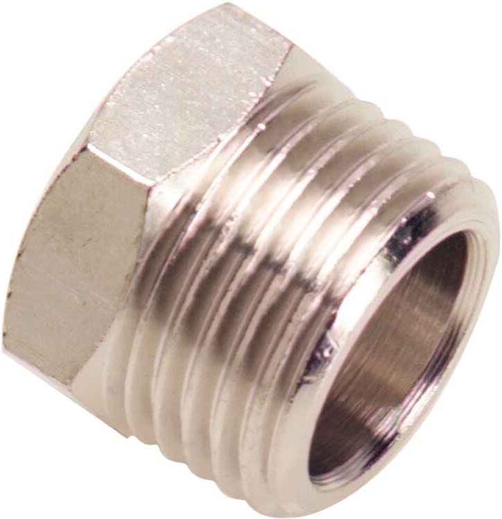 Zylinderförmiges Reduzierstück mit Mutter 3/8" Außengewinde - 1/4" Innengewinde (Blisterverpackung 2 Stück)