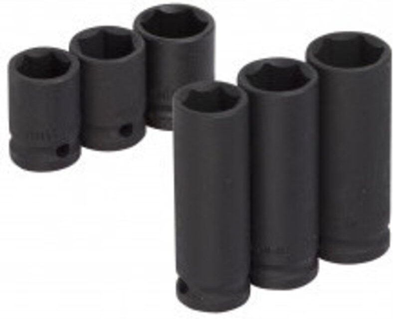 Schlagschlüssel-Einsätze 1/2" – 3-teiliges Set, Abmessungen 17 / 19 / 21 mm, Tiefe 38 mm