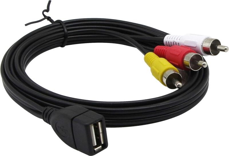 BEBUSINGOTO USB-auf-3RCA-Kabel, USB 2.0-Buchse Typ A auf 3 Cinch-Stecker, Composite-AV-Audio-Video-Adapterkabel für TV/M...