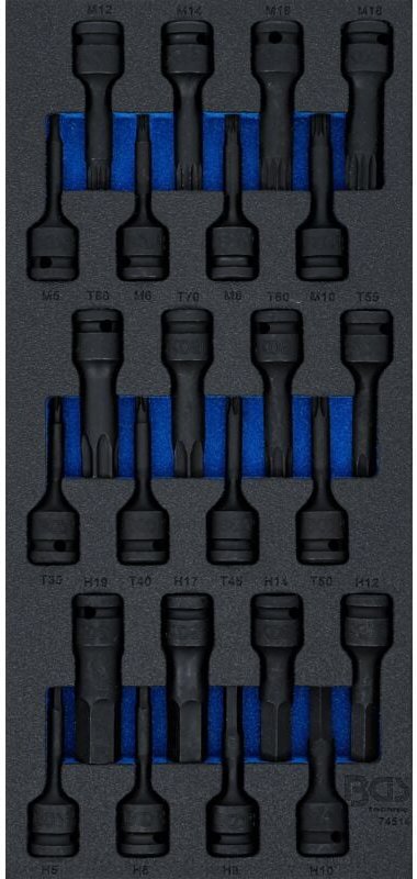 Thumbnail - Werkstattwageneinlage 1/3: Kraft-Bit-Einsatz-Satz Antrieb Innenvierkant 12,5 mm (1/2') 24-tlg.