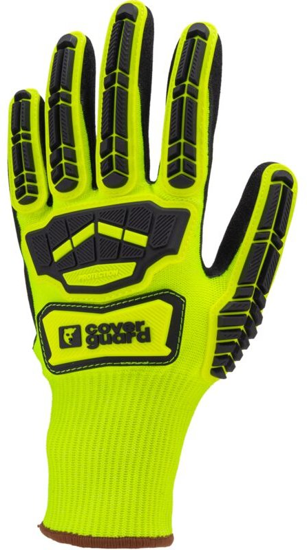 Set aus 5 - Gelbe Nitrilhandschuhe mit Schnittschutz in Schwarz + TPR EUROCUT IMPACT Größe 11