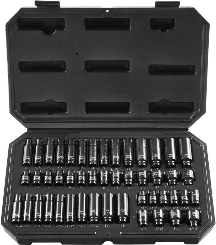 1/4 Zoll Schlagsteckschlüsselsatz 48-teiliger tiefer und flacher Steckschlüsselsatz sae 3/16-9/16 Zoll & metrisch 4-15 m...