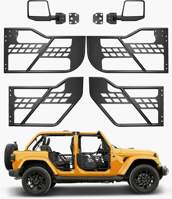 VEVOR Jeep-Rohrtüren aus verstärkten Stahlrohren (4-türig) im Jagdstil mit DOT-zertifizierten Seitenspiegeln Jeep-Türen ...