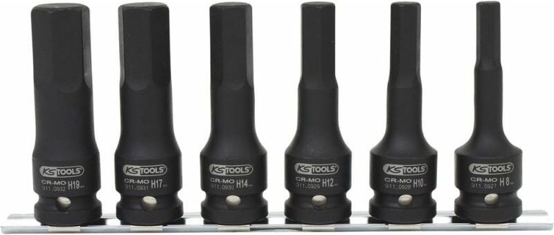 KS Tools 1/2" Kraft-Bit-Stecknuss-Satz, lang, 6-tlg - 515.1104