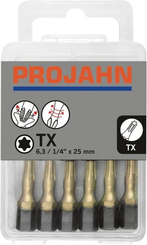 1/4' star Bit, l 25mm TX10 ZrN, 10er Pack - Projahn