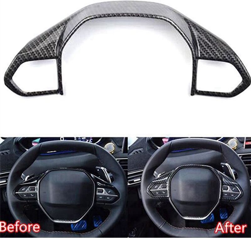 Auto-Styling für 3008 GT 4008 5008 ABS-Kohlefaser-Aufkleber, Lenkradverkleidung, Dekorative Rahmenabdeckung 2018
