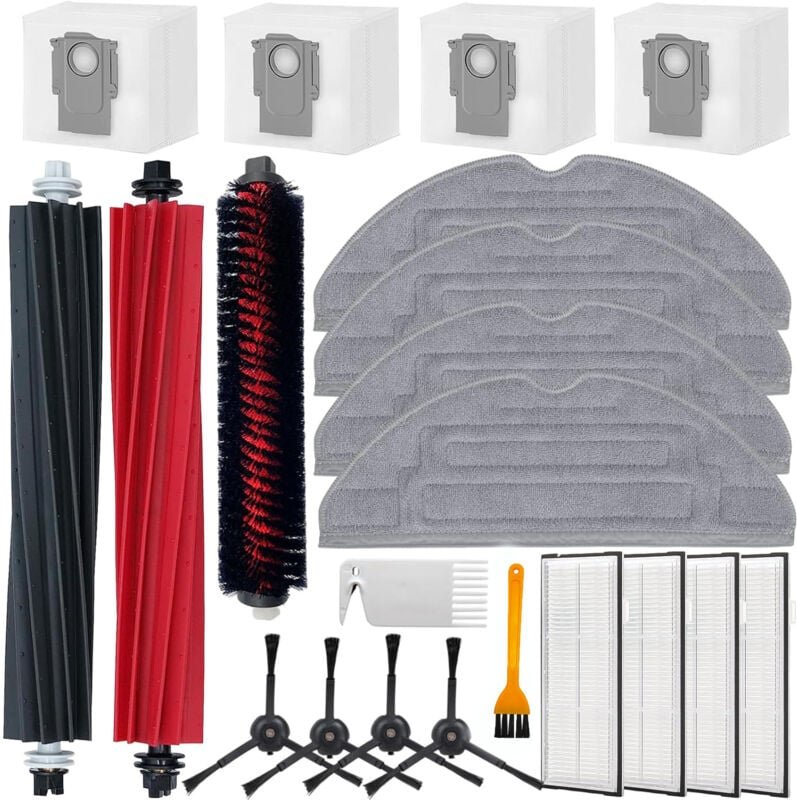 Zubehör für Roborock S8 Pro Ultra, Ersatzteile Einschließen 2 Hauptbürste, 1 Selbstreinigende Bürste, 4 Wischtücher, 4 F...