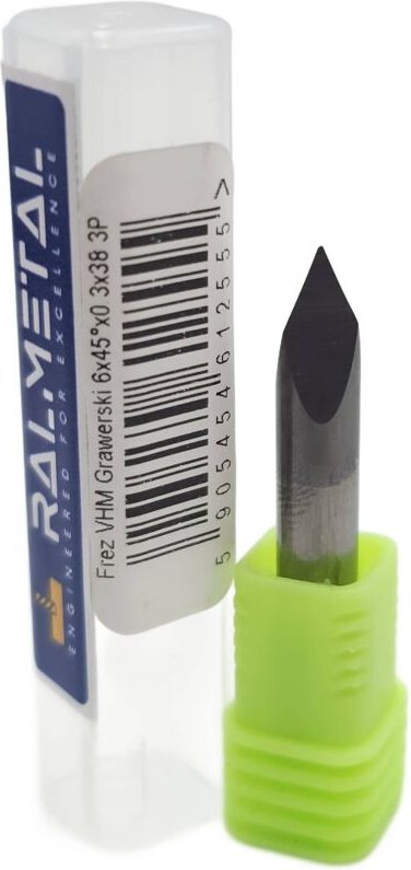 V-förmiger Vollhartmetall-Gravierfräser 6 x 45° x 40 x 0,3 mm 3P