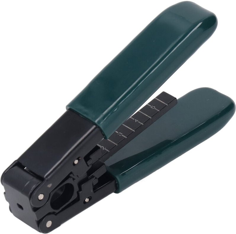 Glasfaser-Abisolierer, vielseitig einsetzbarer Glasfaserschneider mit PVC-Griff und Skala für präzises Arbeiten.