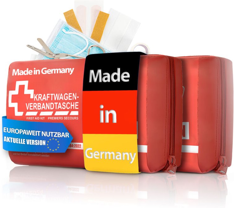 BigDean 2 Stück KFZ Verbandstasche 2025 "MADE IN GERMANY" Verbandskasten nach aktueller Norm – Erste Hilfe Set Auto euro...