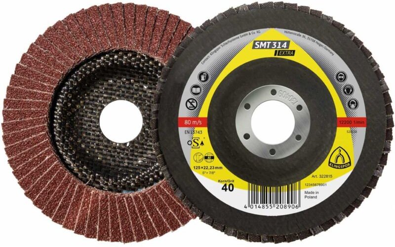 Klingspor 322815 SMT 314 Discs de Schleifklingen, 40er Körnung, 125 mm x 22,23 mm