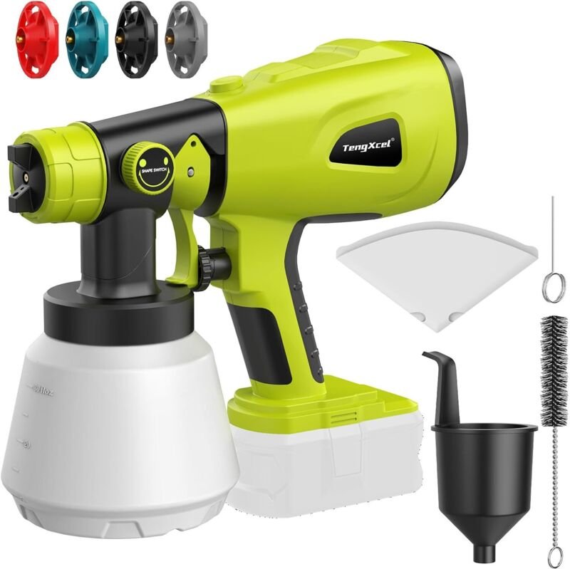 Ryobi 18V Akku-Farbspritzgerät, 200W bürstenloses Farbspritzgerät mit 1000LM Behälter (Akku nicht im Lieferumfang enthal...