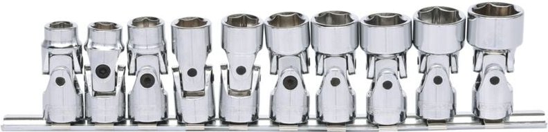 3/8" CHROMEplus Sechskant-Stecknuss-Satz mit Gelenk, 10-tlg10-19mm