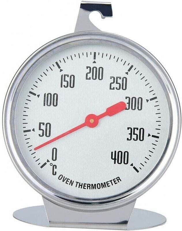 Sofort ablesbares Temperaturthermometer mit Edelstahlfühler und Haken für Backofen oder Grill – 7 x 9 cm
