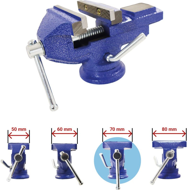 Bituxx Schraubstock Tischschraubstock Handschraubstock Werkbank Werkstatt Drehbar 360 Grad 70 mm mit Amboss und Tischkle...