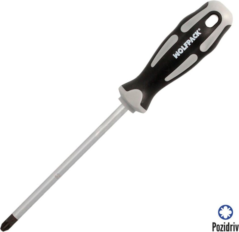Destornillador Pozidriv Acero S2 Mango TPR Bimaterial. Medida PZ 3 x Ø 8 x 150 mm. DIN5262.