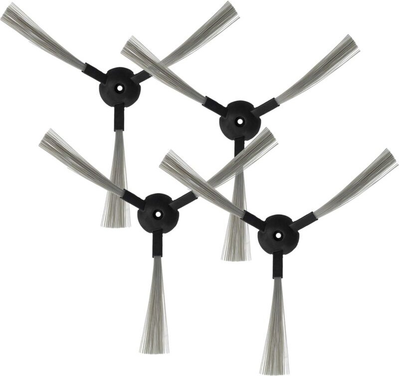 4x Seitenbürste kompatibel mit Solac XR210C, XR210, r Saugroboter - Reinigungsbürsten Set, schwarz / grau - Vhbw