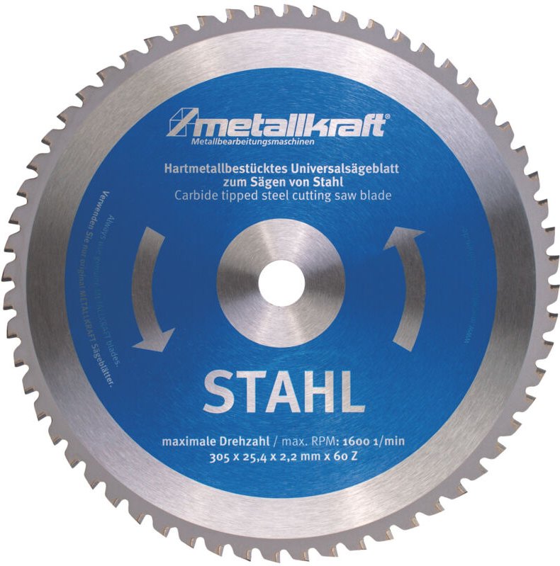 Kreissägeblatt METALLKRAFT d=305x2,4x25,4mm für Stahl, zu Kappsäge MTS 356