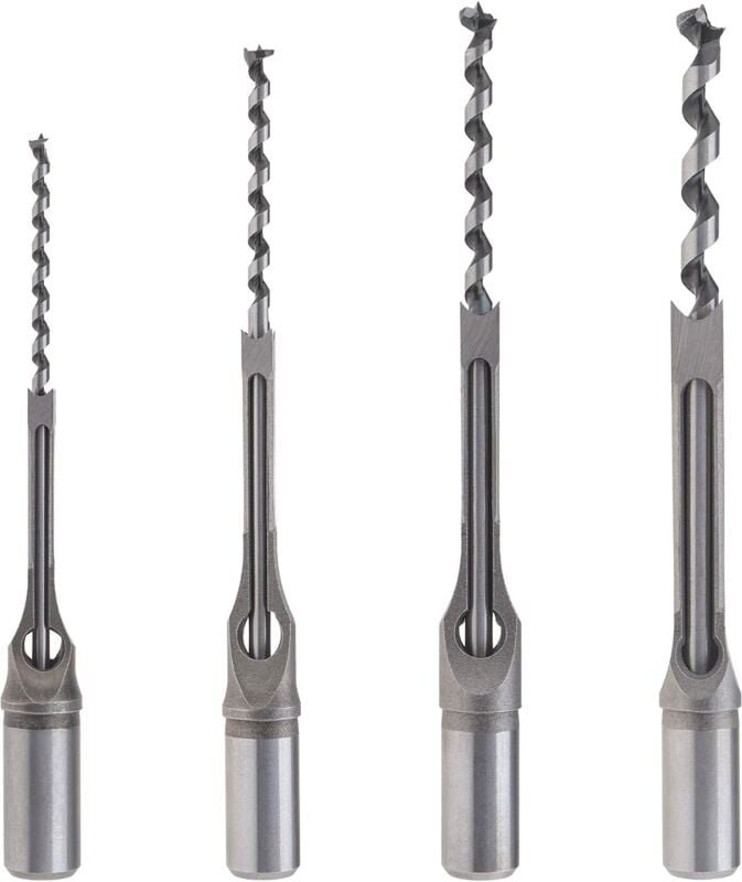4-teiliges Holzbearbeitungs-Vierkantloch-Bohrer-Set, Holzstemmmeißel-Set 6,4 mm/8 mm/9,5 mm/12,7 mm für Zimmerei, Bau, D...