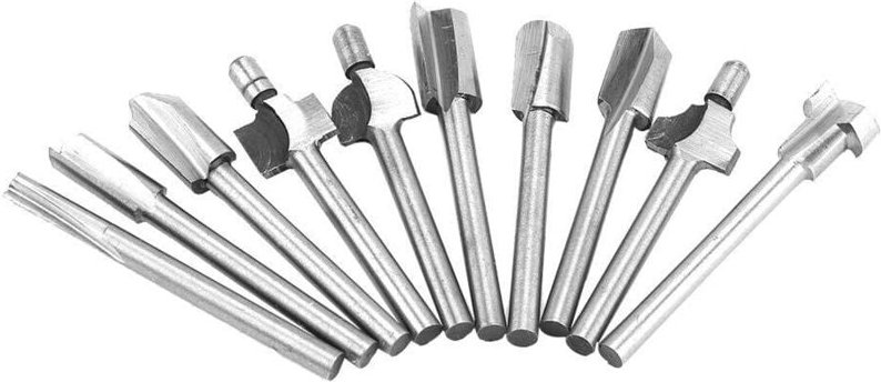 10 Stück 3,2 mm (1/8") Mini-Schaft HSS Holzfräser, Holzfräser, Rotationswerkzeug, Schnellfräser, Holzfräsen für Heimwerk...