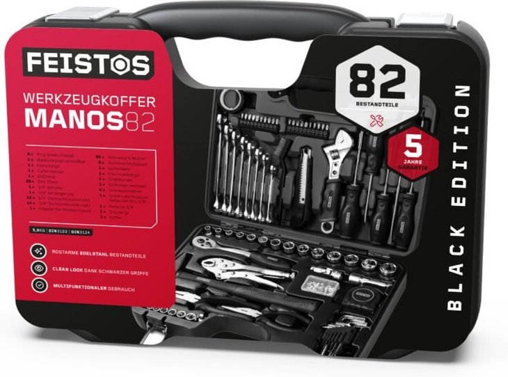Manos 82 Werkzeugkoffer bestückt 82 Teile - Feistos