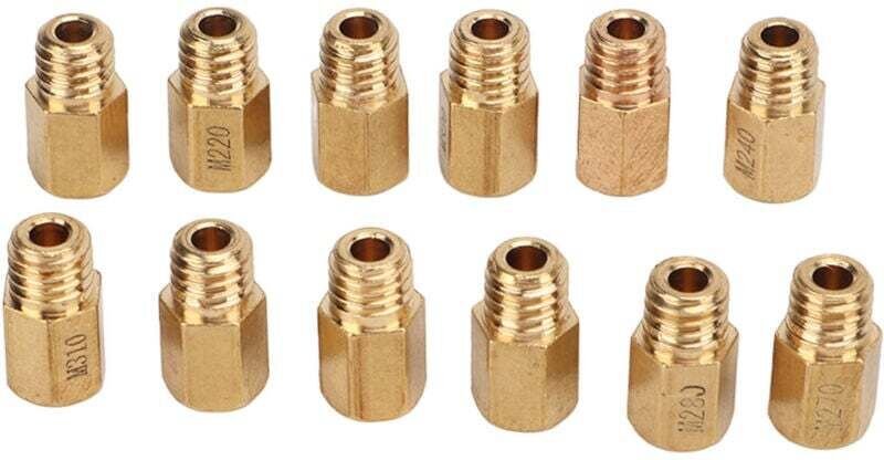 Vtizikl Kit de 12 buses principales de carburateur hexagonales en laiton pour Mikuni VM TM TMX 210-320