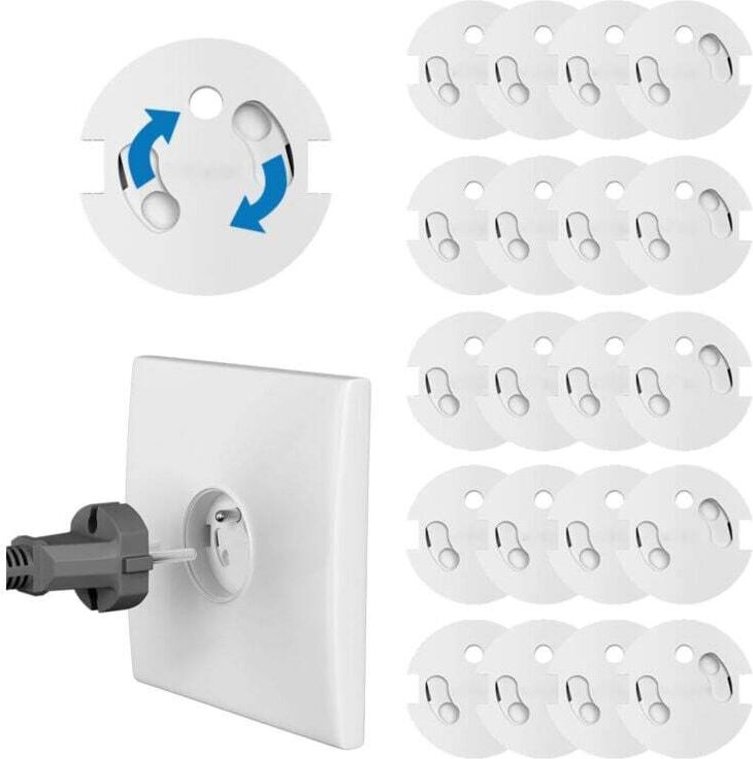 20-teiliges Set französischer Baby-Steckdosenabdeckungen – Revolutionäre elektrische Schutzvorrichtungen mit 3M-Klebeban...