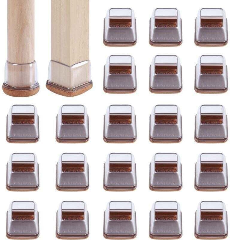 24-teiliges Stuhlbein-Schutzset (14–36 mm) mit transparenter Filzpolsterung, XU, 1,25" Silikon-Möbelüberzüge, elastische...