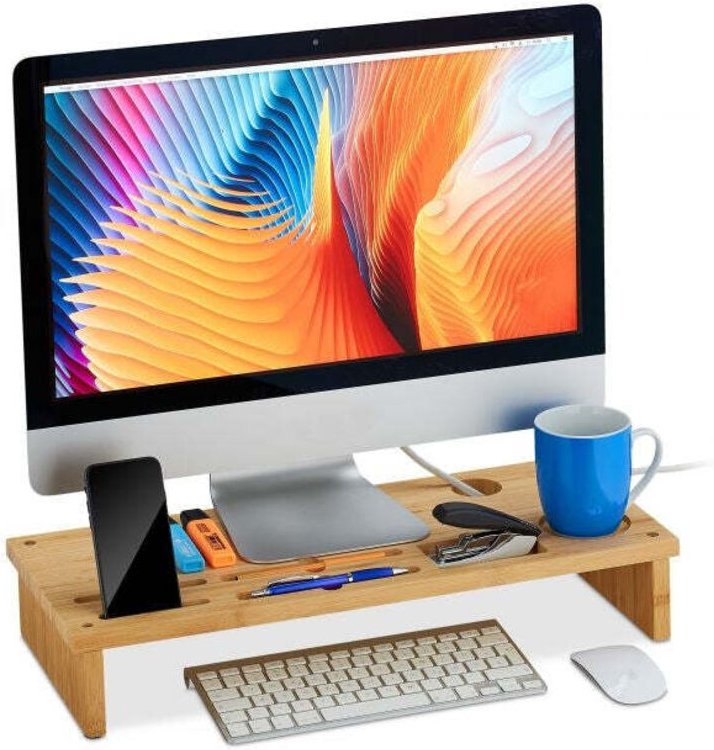 Natural bamboo monitor stand