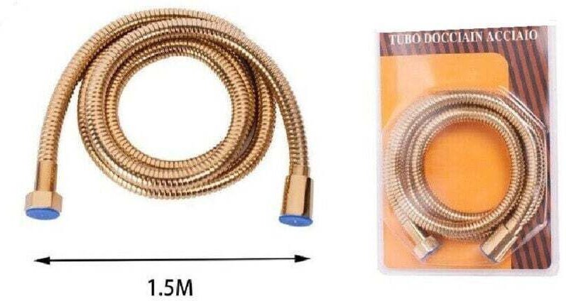 Vtizikl Laccio Tubo Flessibile Doccia Acciaio Dorato Universale Lunghezza 1,5 Mt -