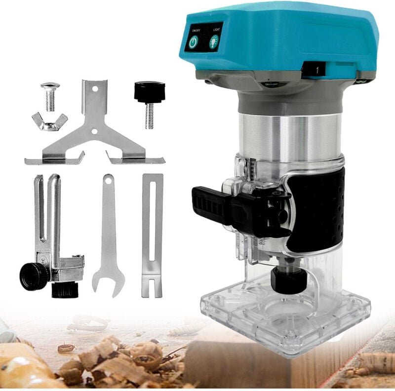 Teetok - Kabelloses elektrisches Handfräsenwerkzeug, kompatibel mit Makita 18-V-Akku, bürstenloses Fräser-Tischwerkzeug,...