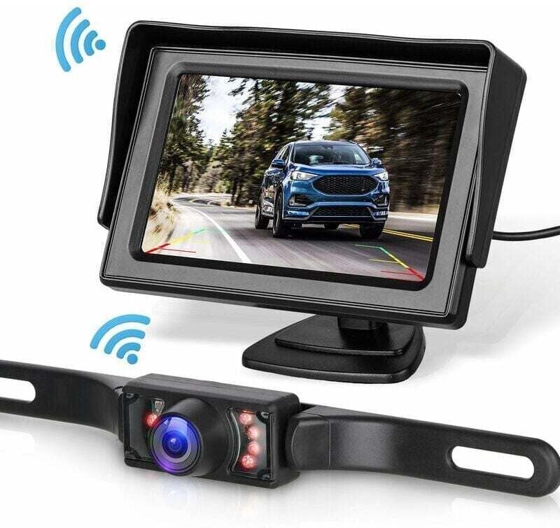 Vtizikl Kit de système de caméra de recul sans fil pour voiture/camion/fourgonnette/camionnette/RV 4.3″ moniteur système...