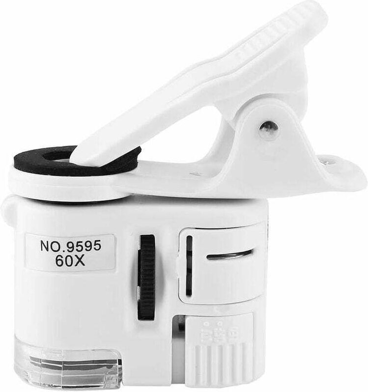 Telefonmikroskop, 9595 W, 60-fache Handlupe, LED-Ultraviolettlicht, Mini-Handy-Clip-Mikroskop für Schmuck, Münzen, Brief...