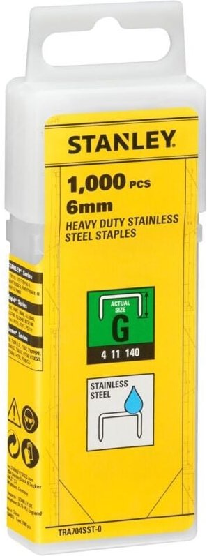 Schwerlastklammern Typ g 6mm, 1000 Stück, Edelstahl, für Stanley Handhefter, starker Halt, für Haushalt und Werkstatt.