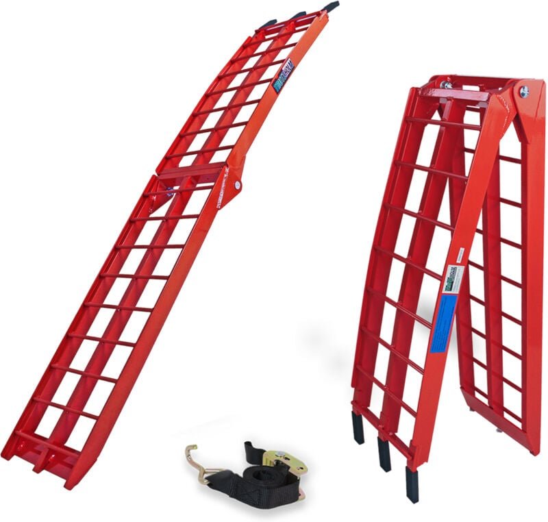 Baumarktplus - trutzholm 1 x Auffahrrampe klappbar 180 cm Traglast 340 kg Alu rot Riffelstab Verladerampe